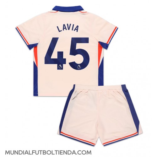 Camiseta Chelsea Romeo Lavia #45 Segunda Equipación Replica 2024-25 para niños mangas cortas (+ Pantalones cortos)